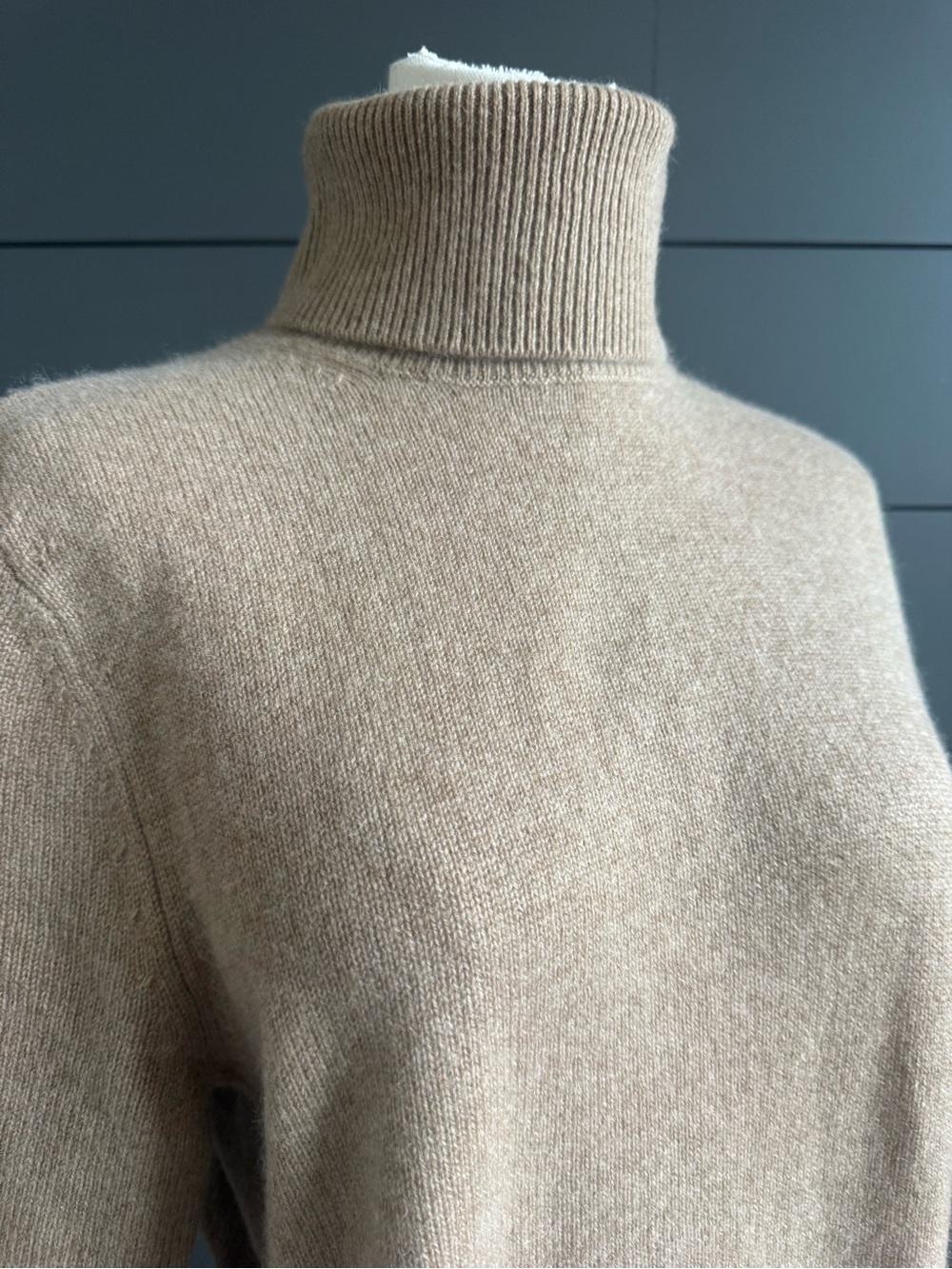 H&M Classic Cashmere Turtleneck Short-Sleeve Sweater in Beige Soft Luxe NWT - Picture 2 of 11